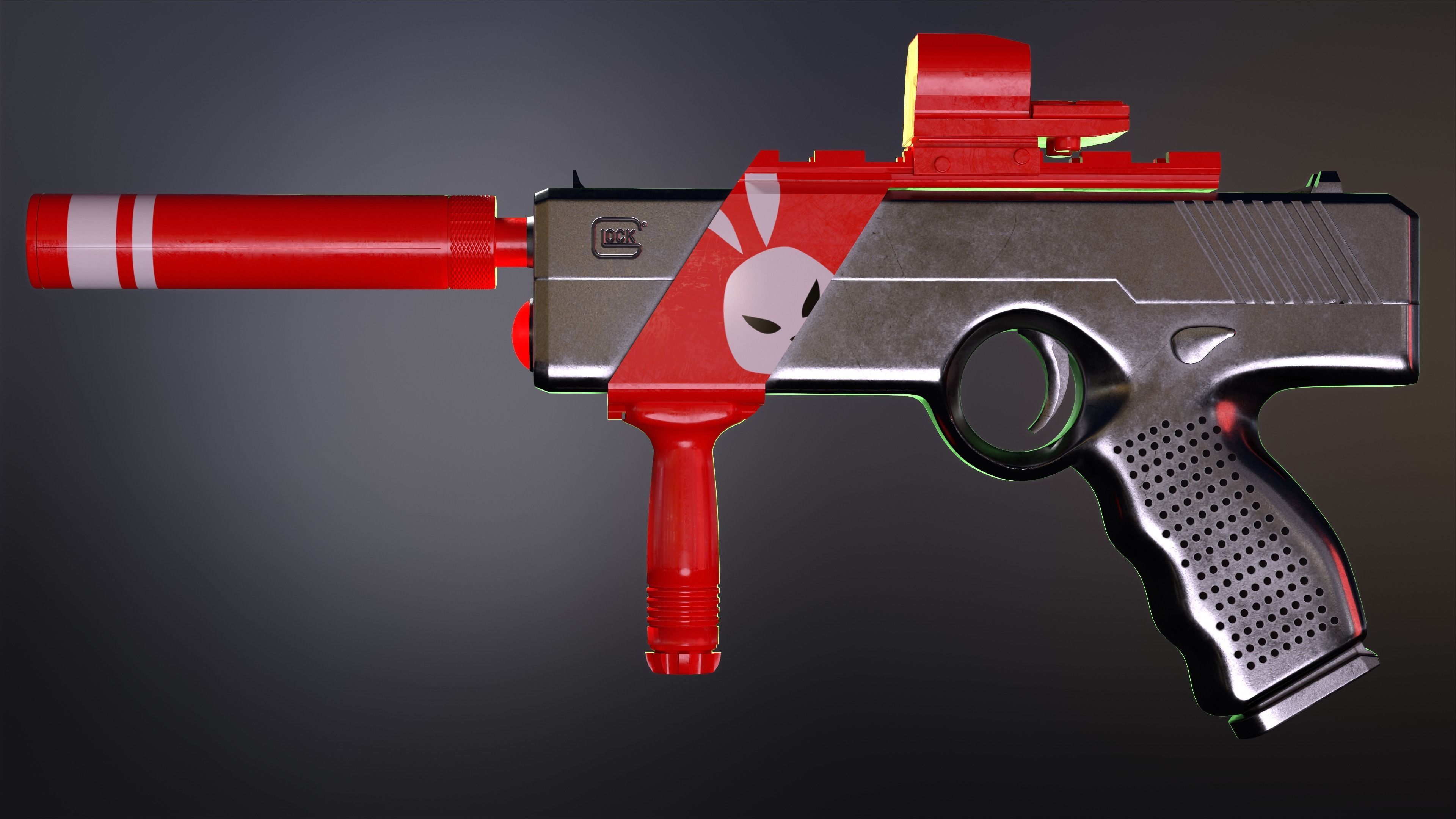 Glock A-152 energy pistol  Low-poly 3D model_8