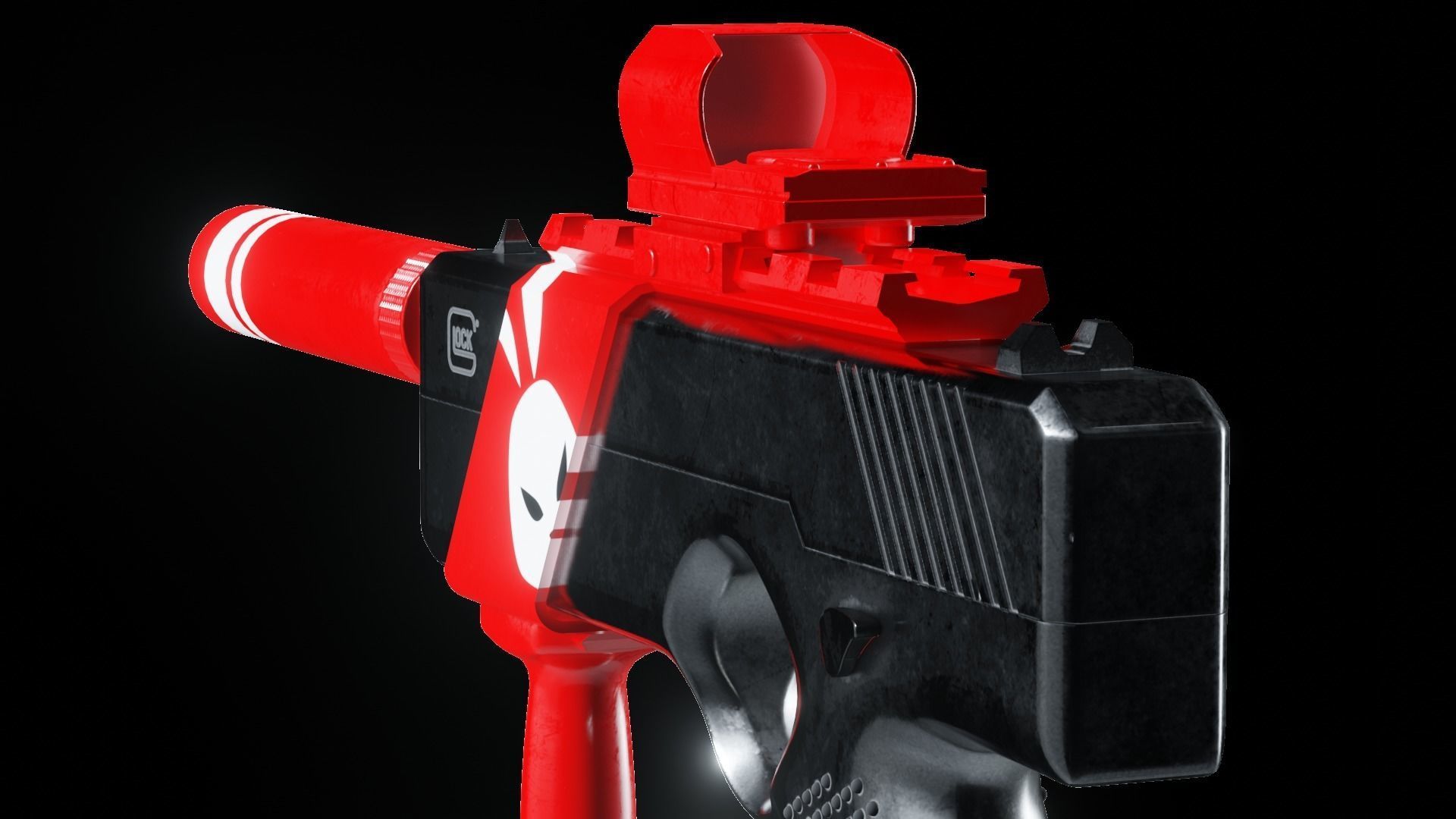 Glock A-152 energy pistol  Low-poly 3D model_3