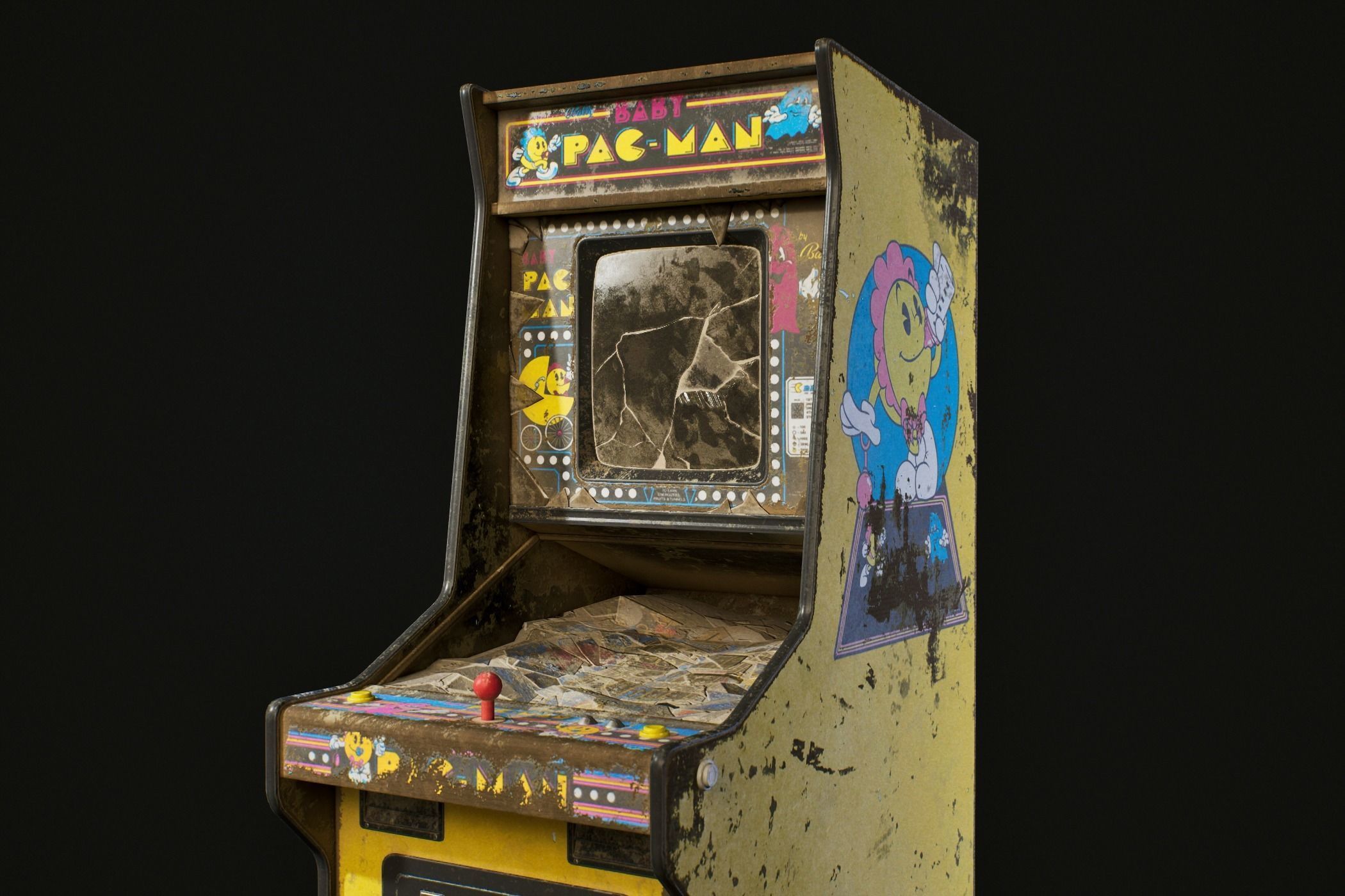 baby Pac-man arcade machine Low-poly 3D model_3