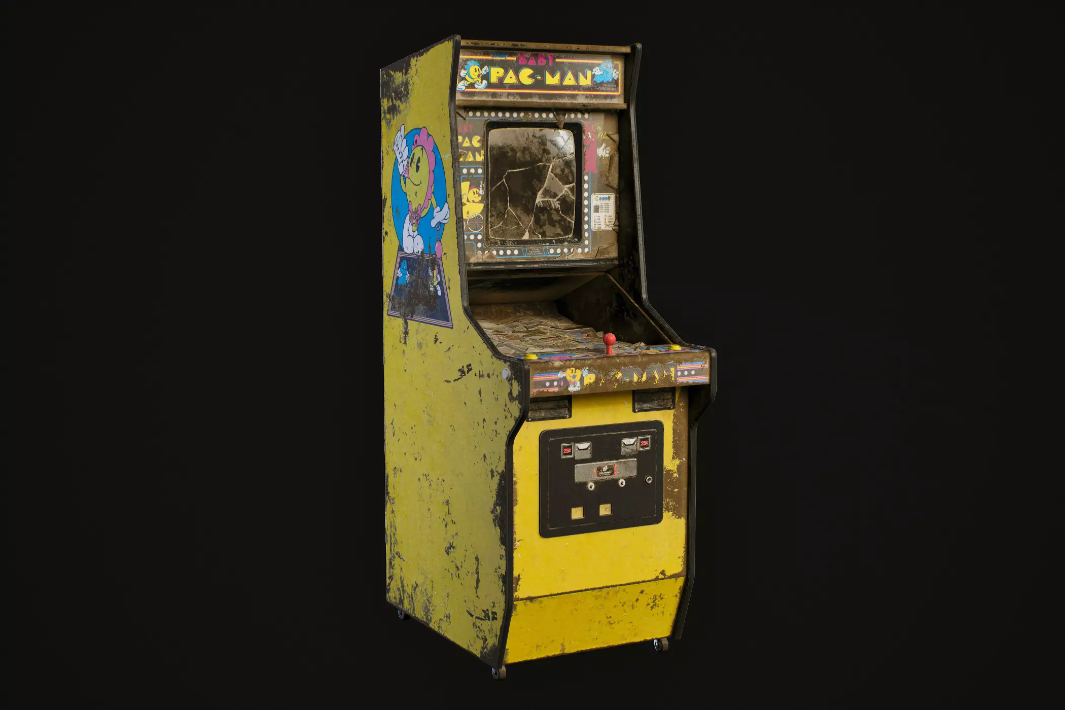 baby Pac-man arcade machine Low-poly 3D model_0