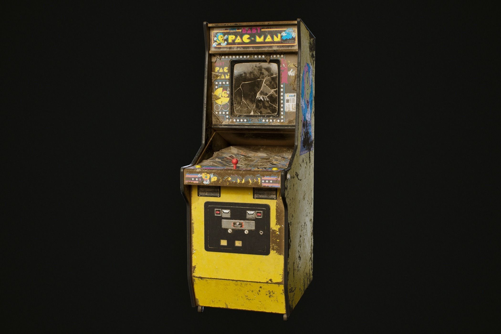 baby Pac-man arcade machine Low-poly 3D model_1