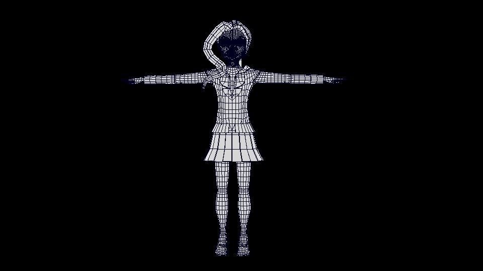 basic student girl model  Low-poly 3D model_2