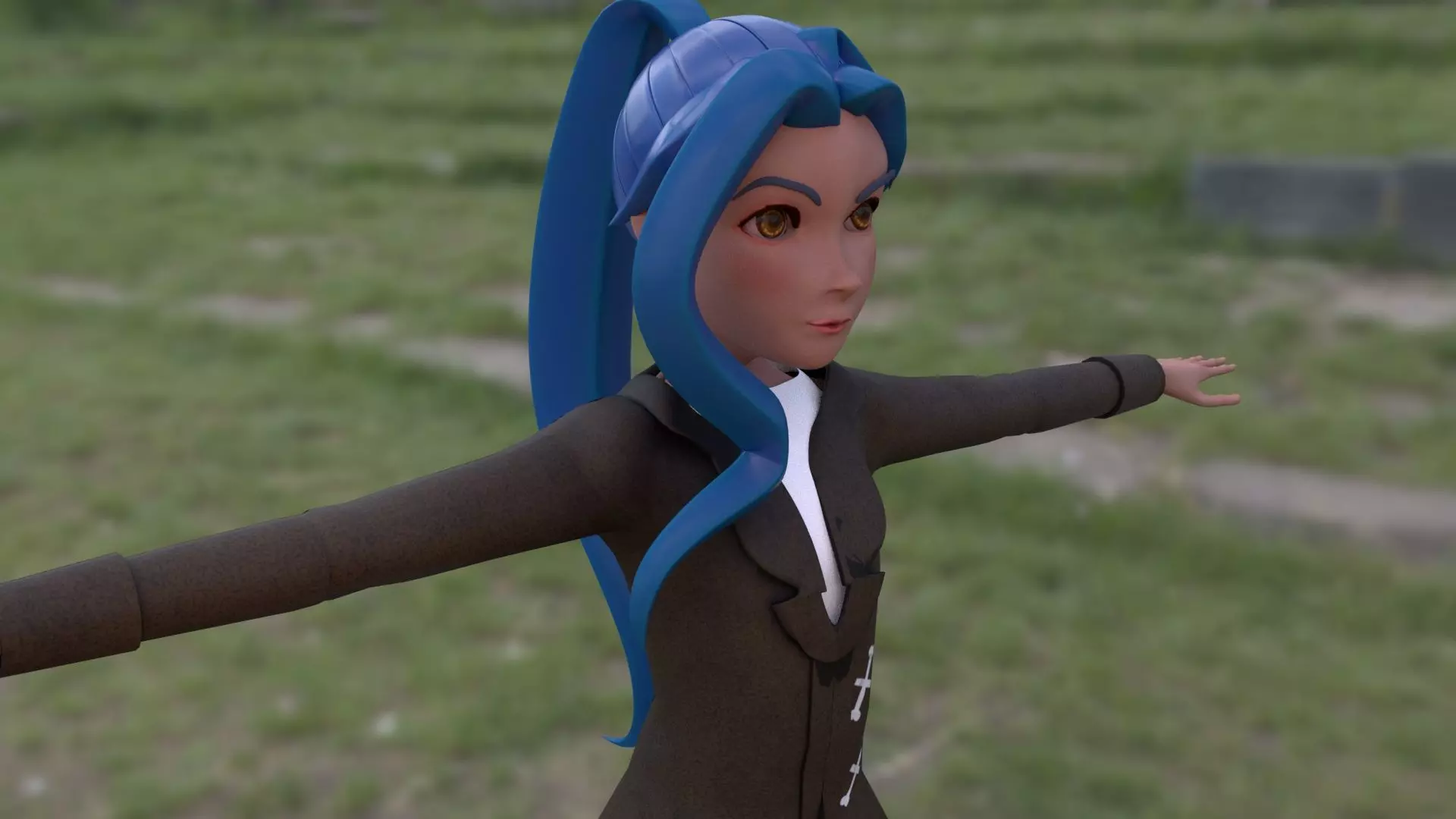 basic student girl model  Low-poly 3D model_0