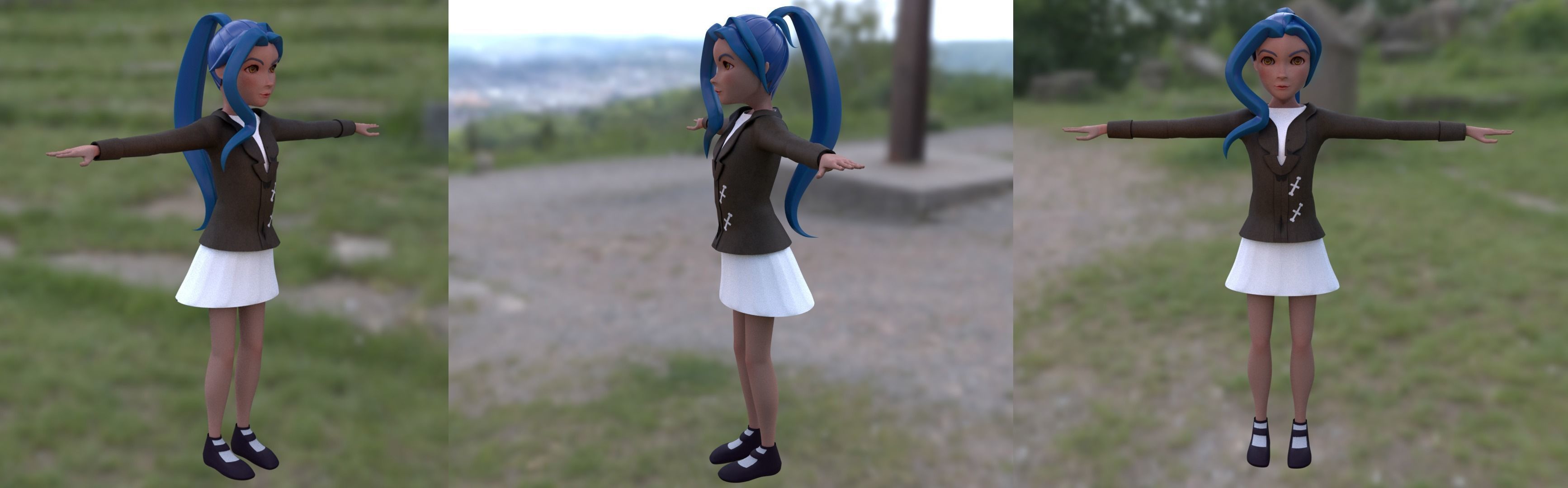 basic student girl model  Low-poly 3D model_1