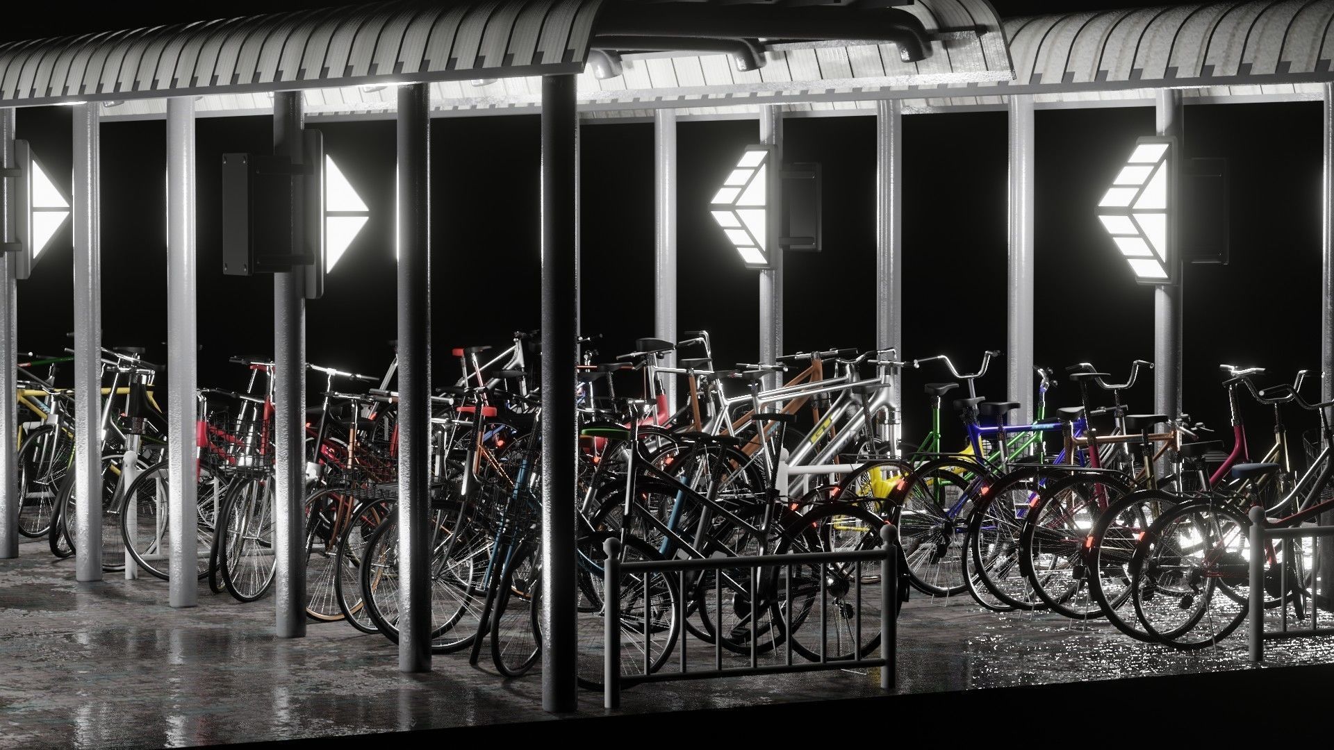 Bicycle Parking Scene 3D model_2