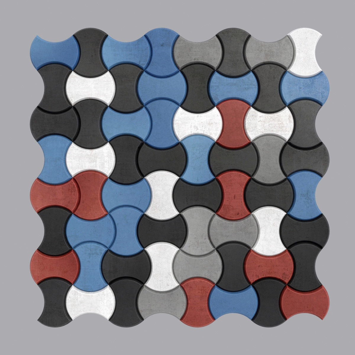 Paving stone color half Circle n2 3D model_11