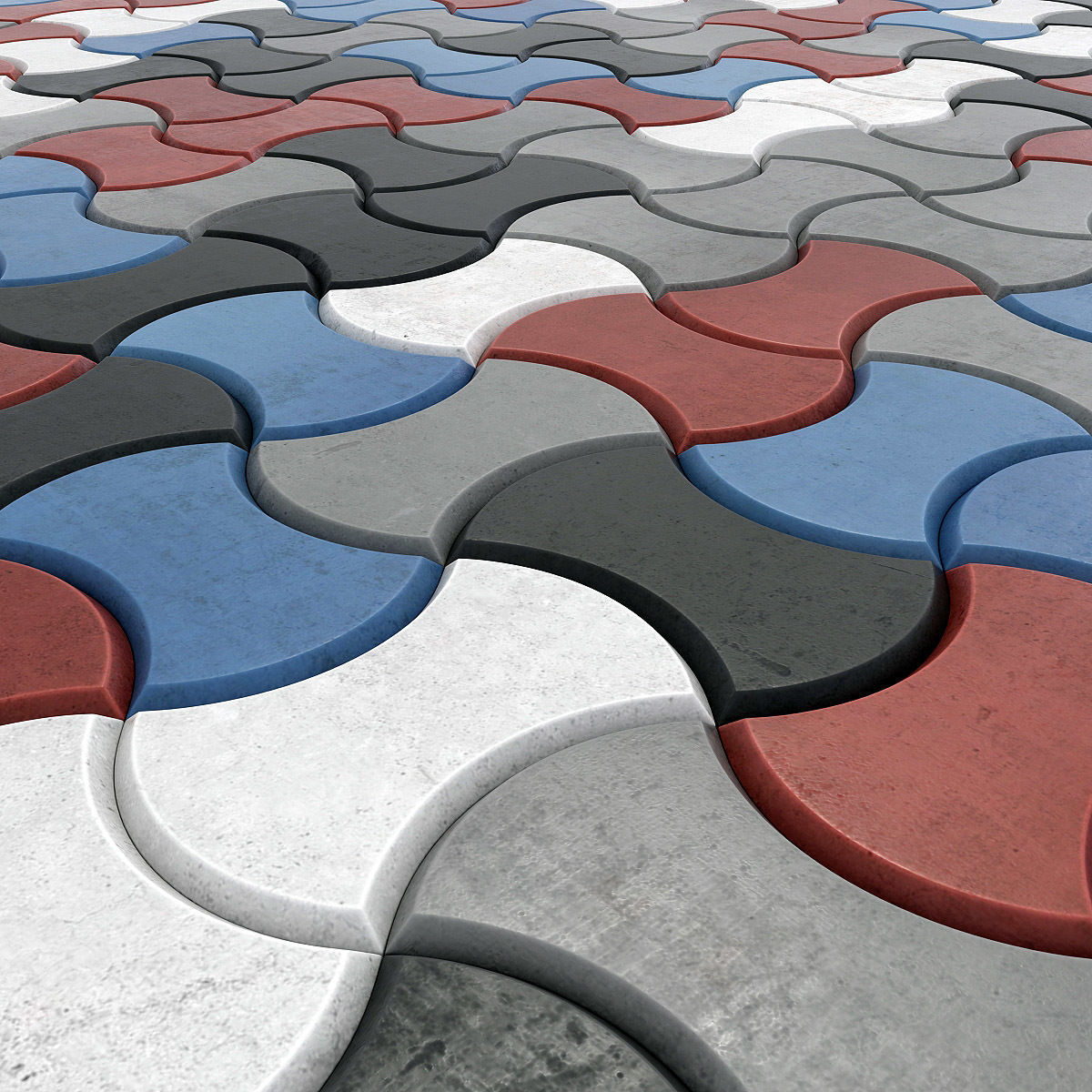 Paving stone color half Circle n2 3D model_8