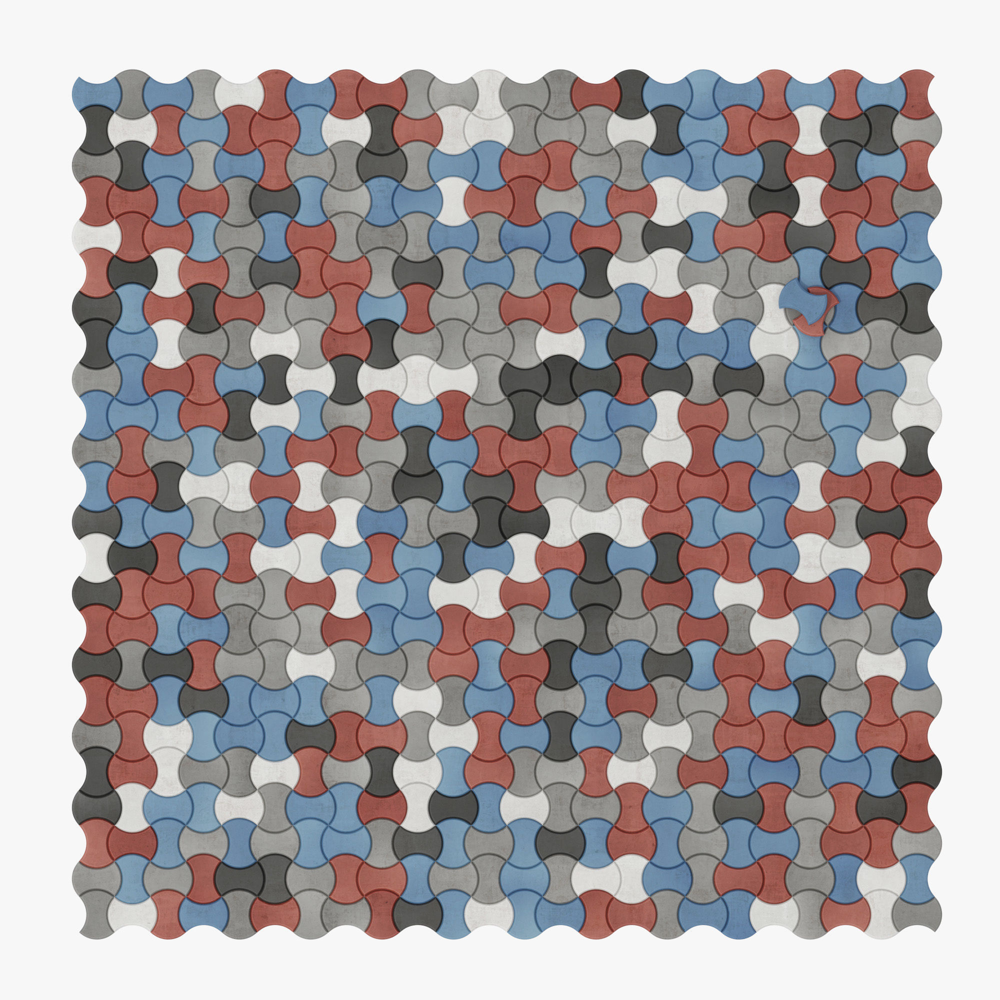 Paving stone color half Circle n2 3D model_10