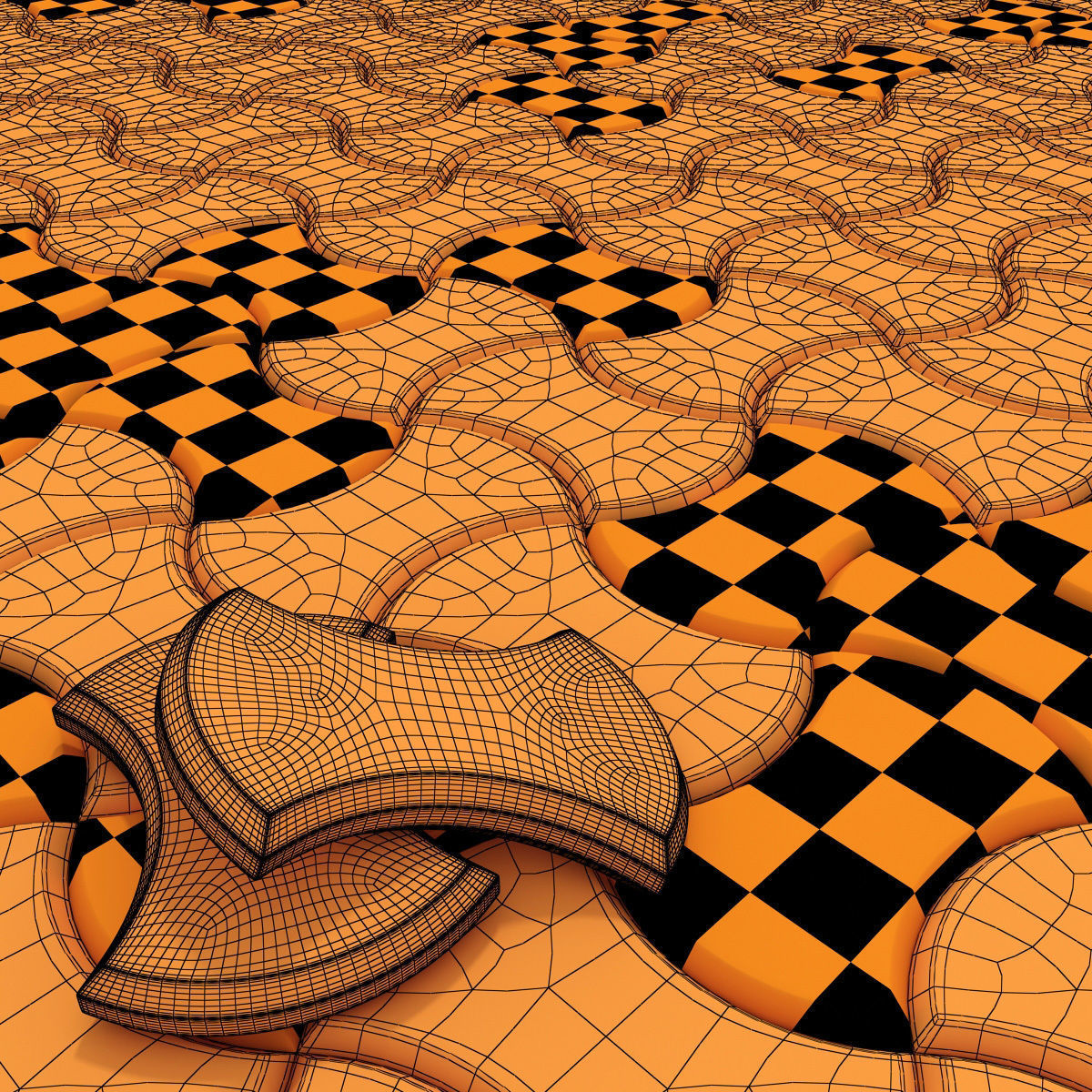 Paving stone color half Circle n2 3D model_22