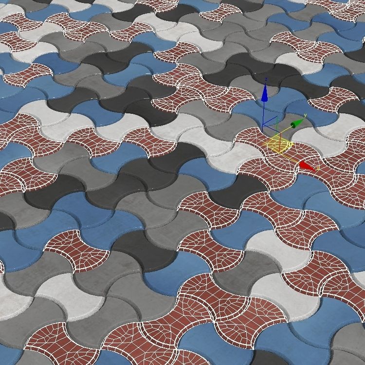 Paving stone color half Circle n2 3D model_20