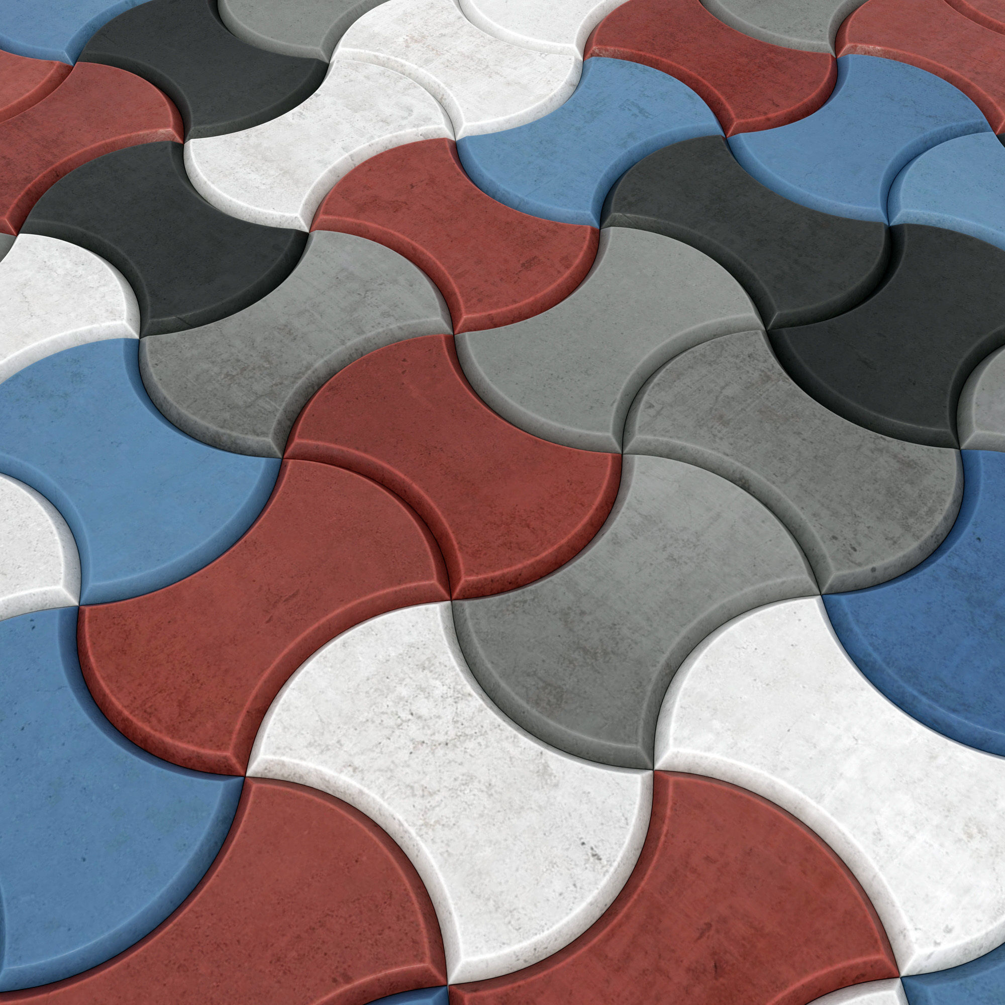 Paving stone color half Circle n2 3D model_5