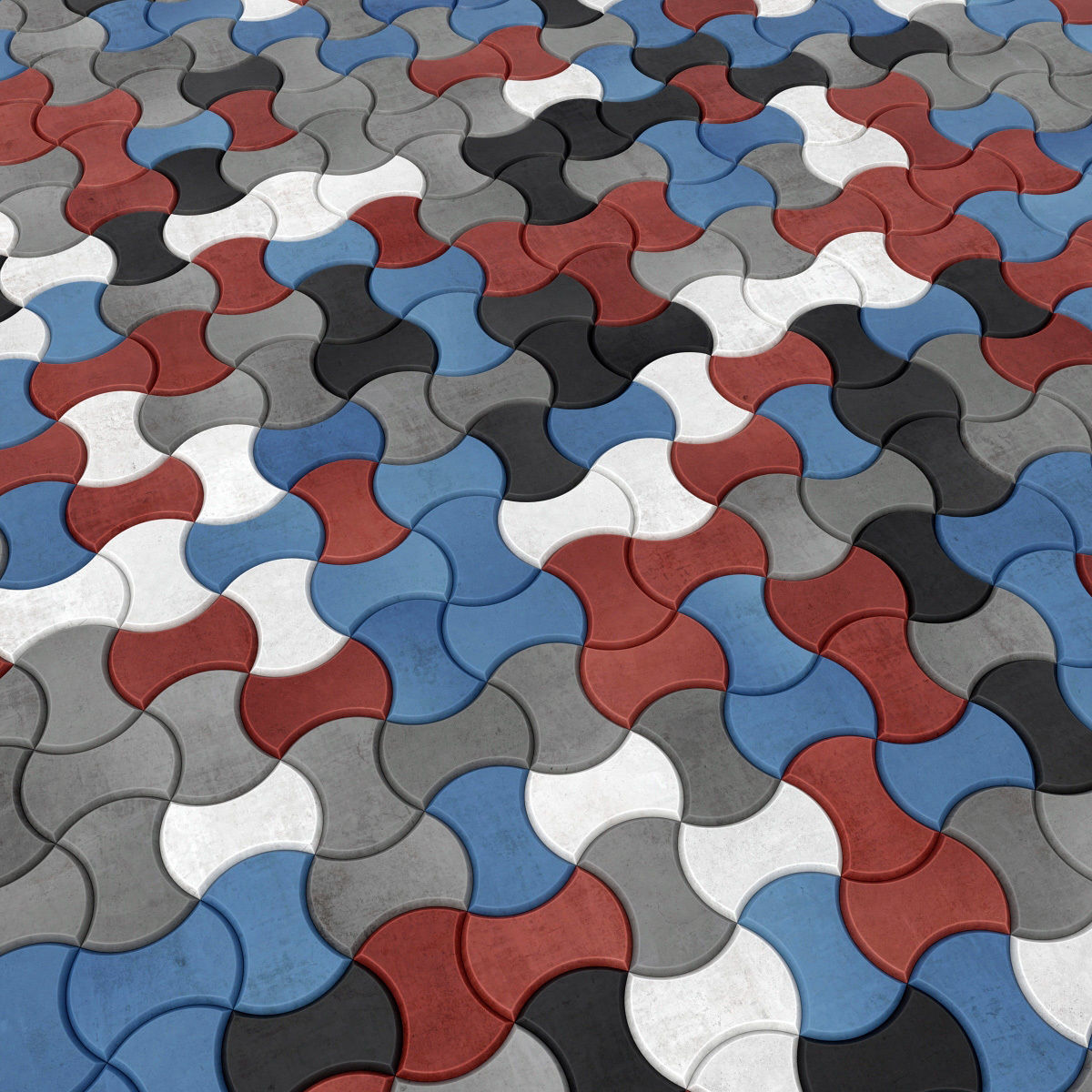 Paving stone color half Circle n2 3D model_6