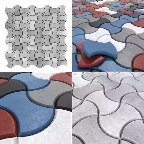 Paving stone color half Circle n2 3D model