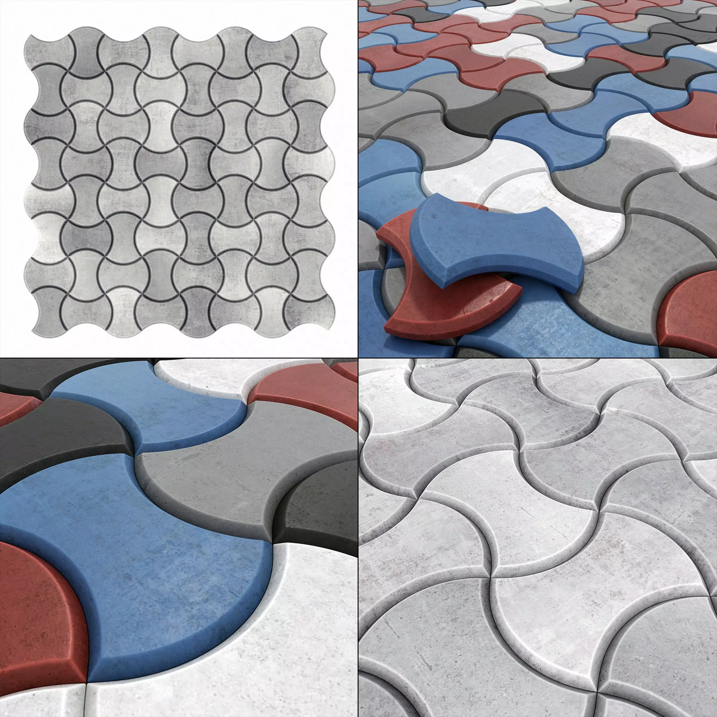 Paving stone color half Circle n2 3D model_0