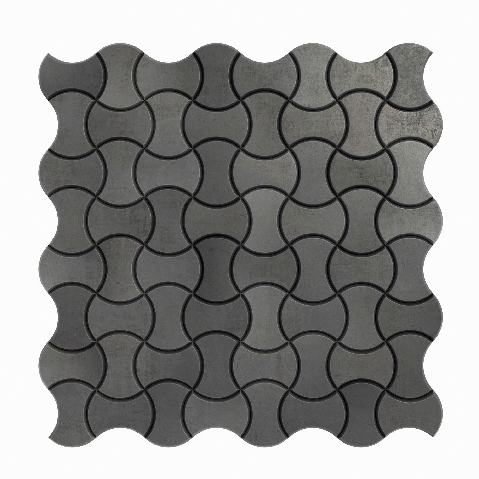 Paving stone color half Circle n2 3D model_12