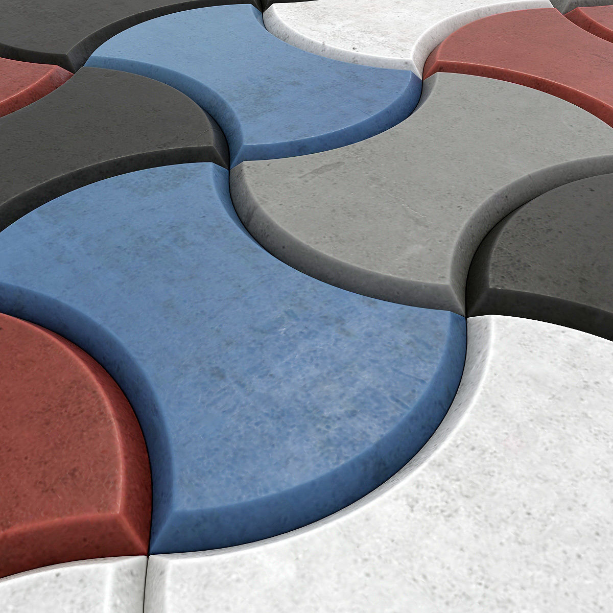 Paving stone color half Circle n2 3D model_7