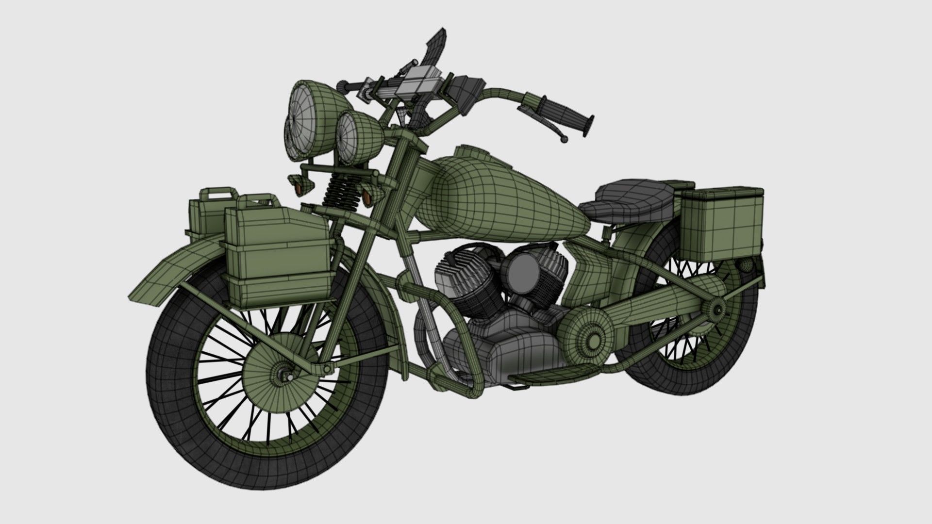 Harley Davidson WLA 1942 Low-poly 3D model_5