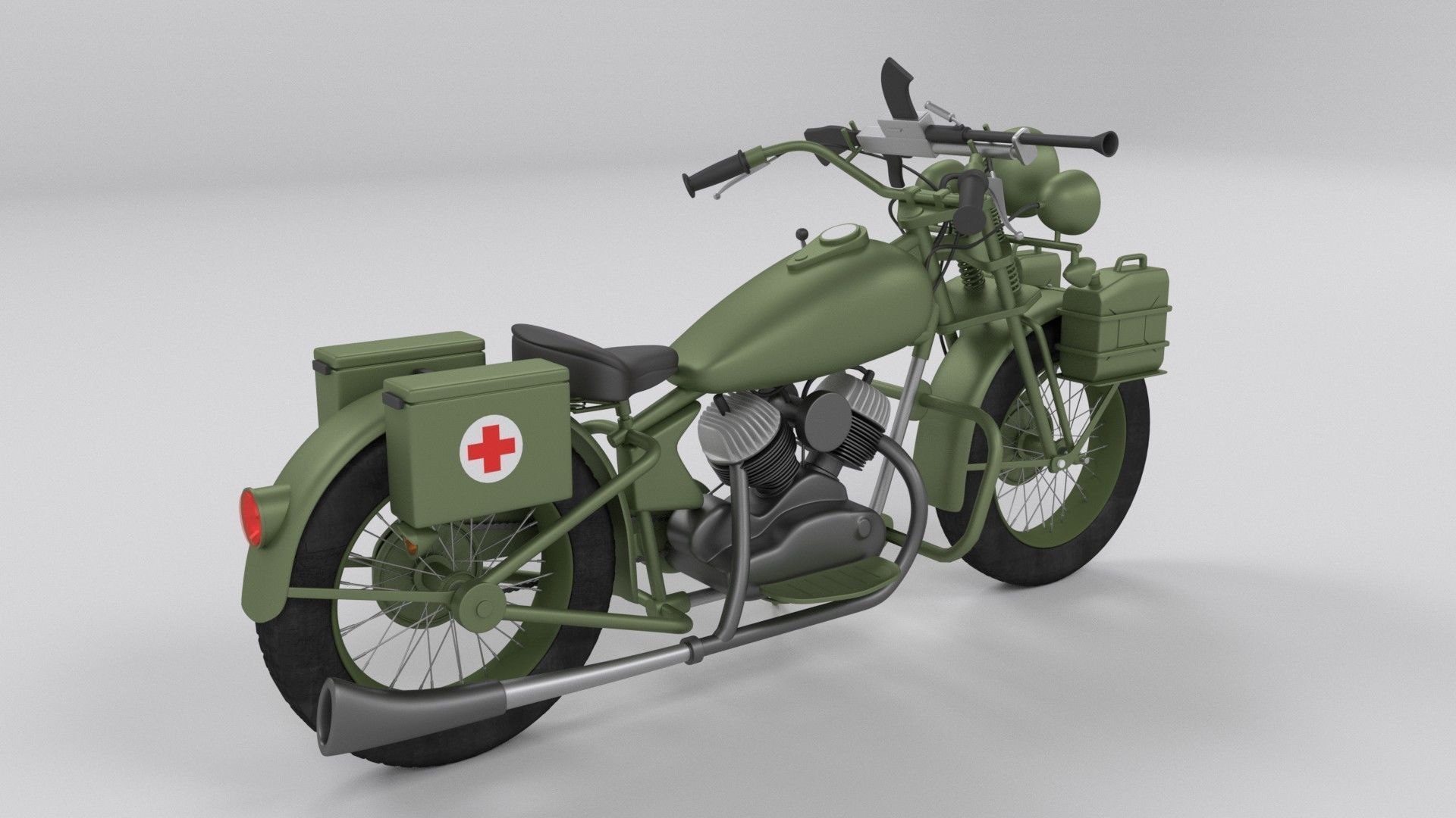 Harley Davidson WLA 1942 Low-poly 3D model_3