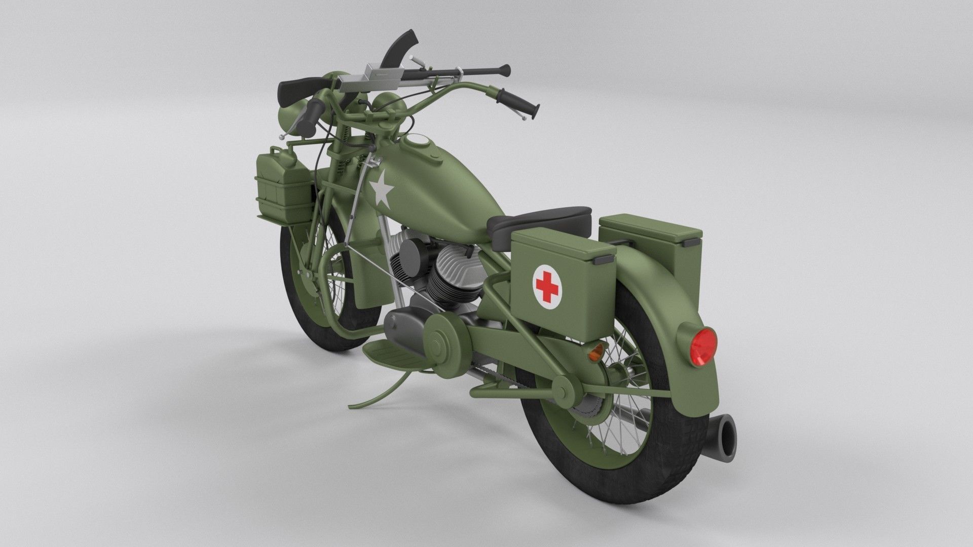 Harley Davidson WLA 1942 Low-poly 3D model_2