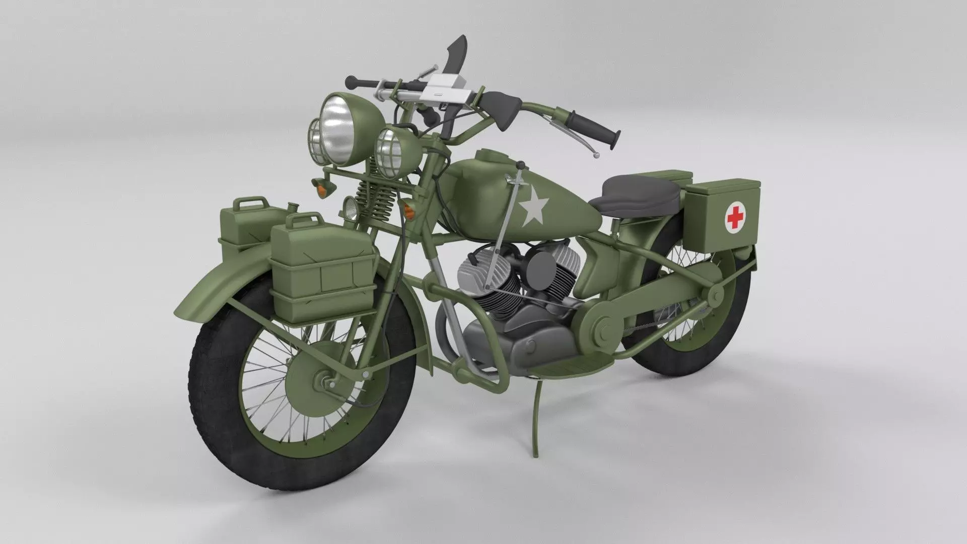 Harley Davidson WLA 1942 Low-poly 3D model_0