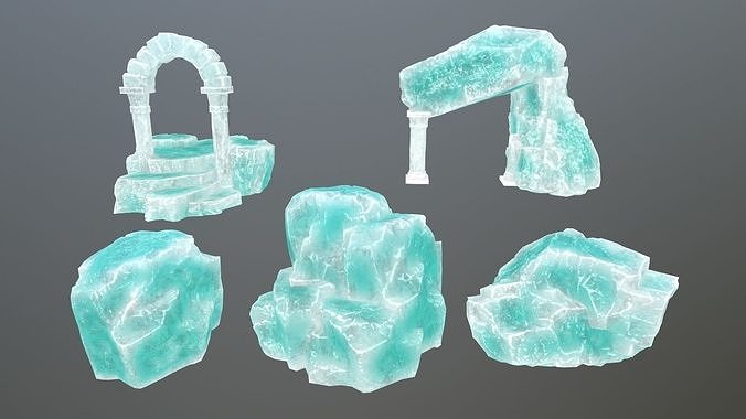 Icy Rock Set Low-poly 3D model