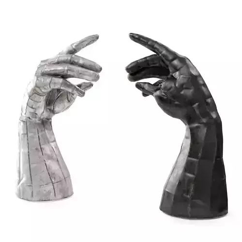 Metal patch hand sculpture