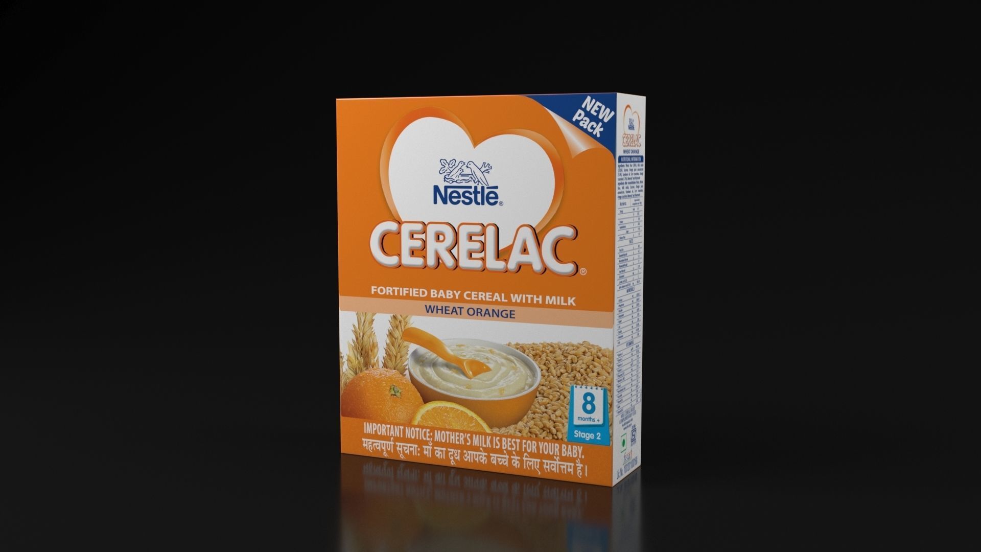 Nestle Wheat Orange stage-2 Cereal Box 3D model carton packaging 3D model_4
