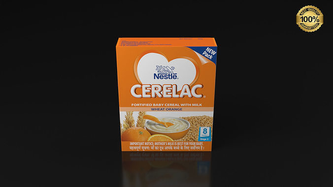 Nestle Wheat Orange stage-2 Cereal Box 3D model carton packaging 3D model