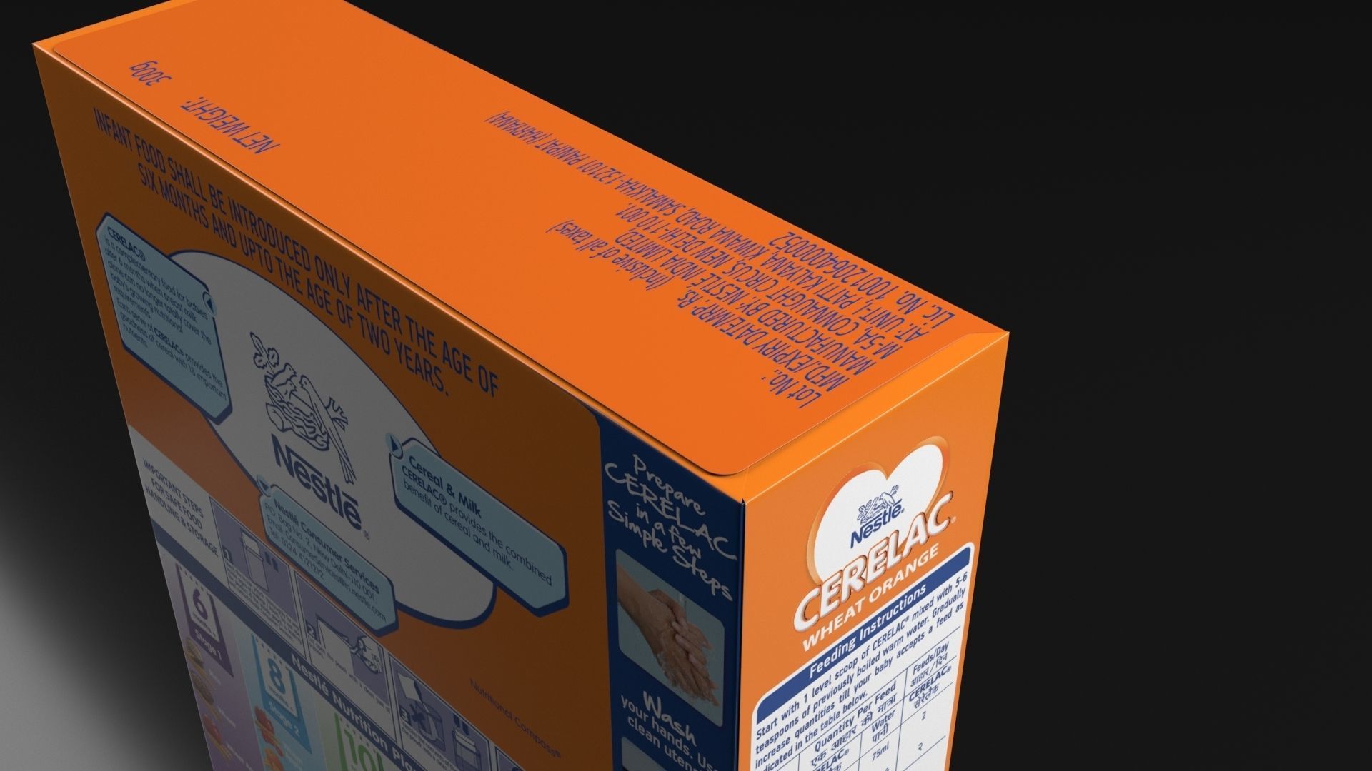 Nestle Wheat Orange stage-2 Cereal Box 3D model carton packaging 3D model_6