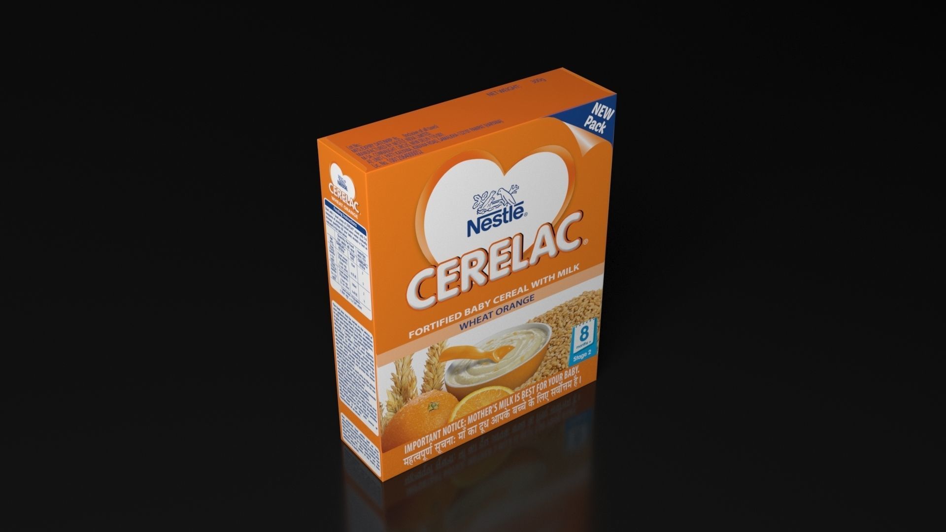 Nestle Wheat Orange stage-2 Cereal Box 3D model carton packaging 3D model_2
