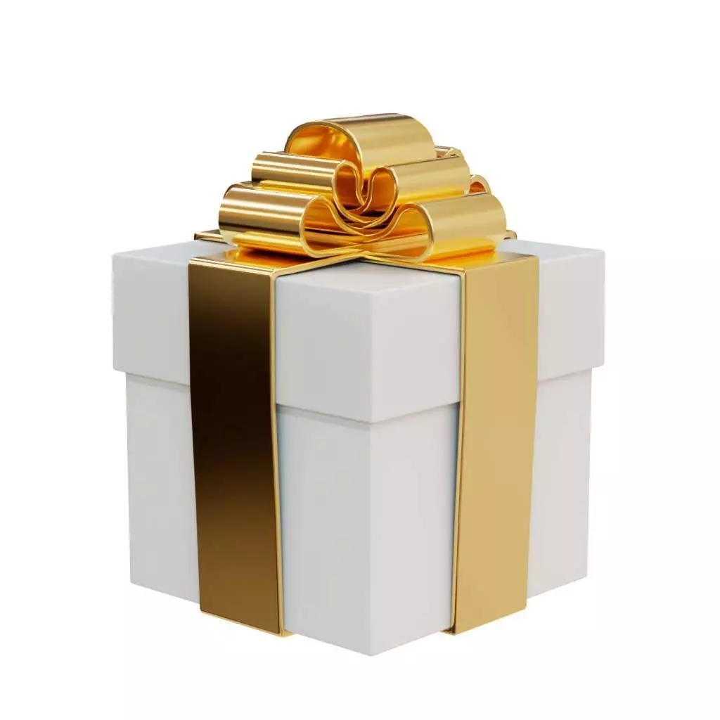 golden white gift box - Christmas present 3D model