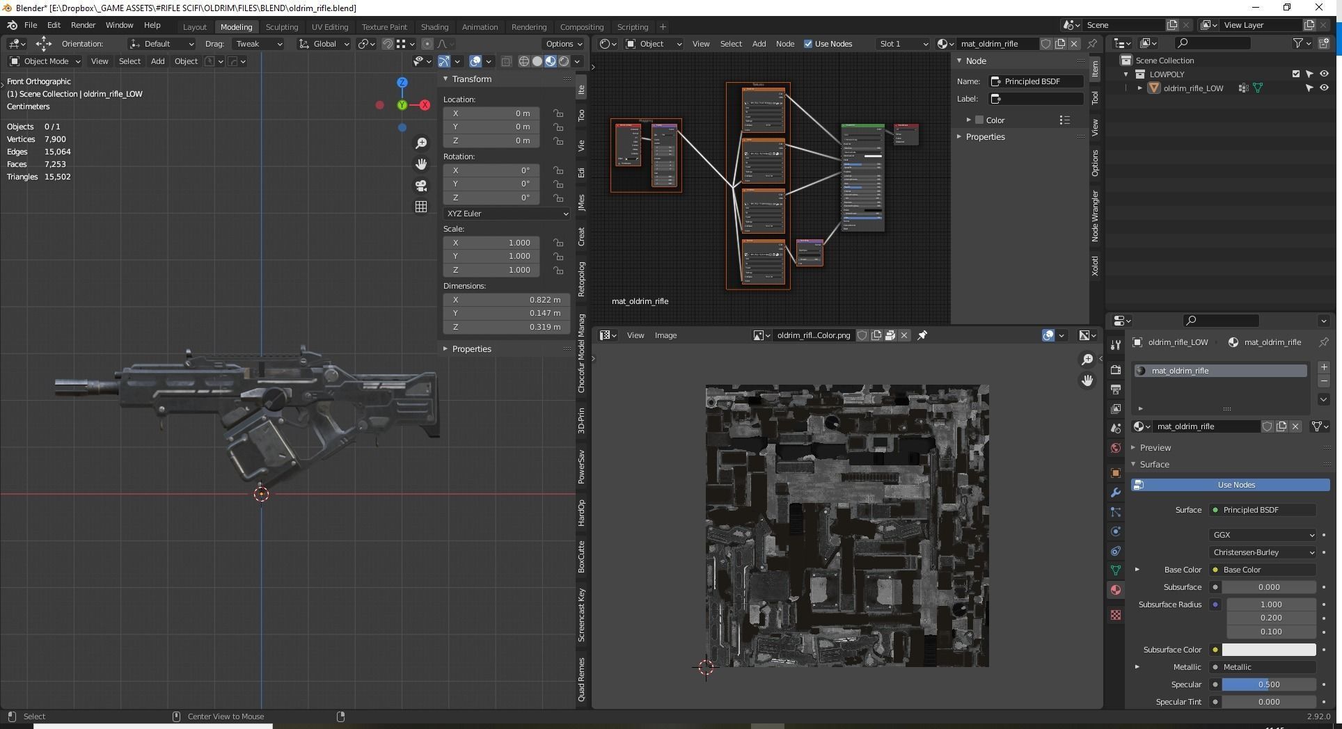 Rifle SciFi Game Ready - Oldrim Low-poly 3D model_5