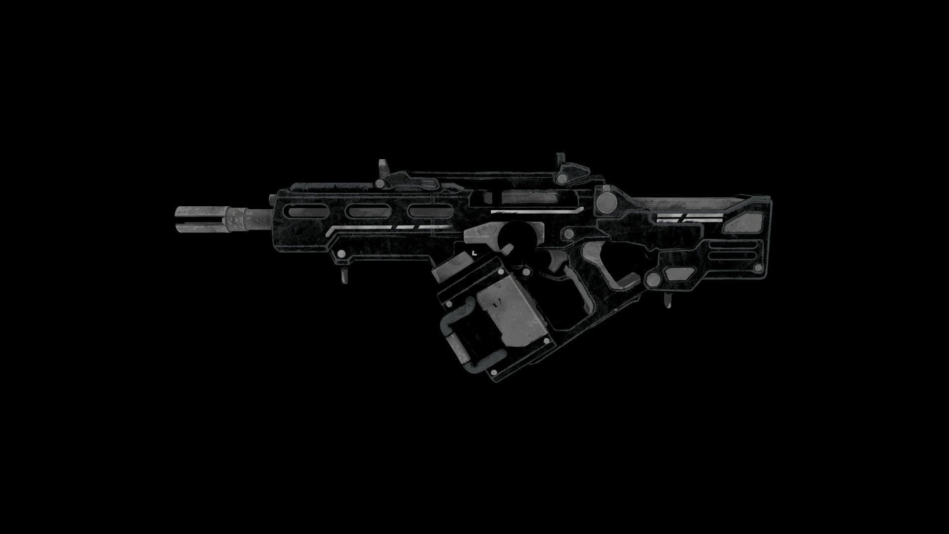 Rifle SciFi Game Ready - Oldrim Low-poly 3D model_7