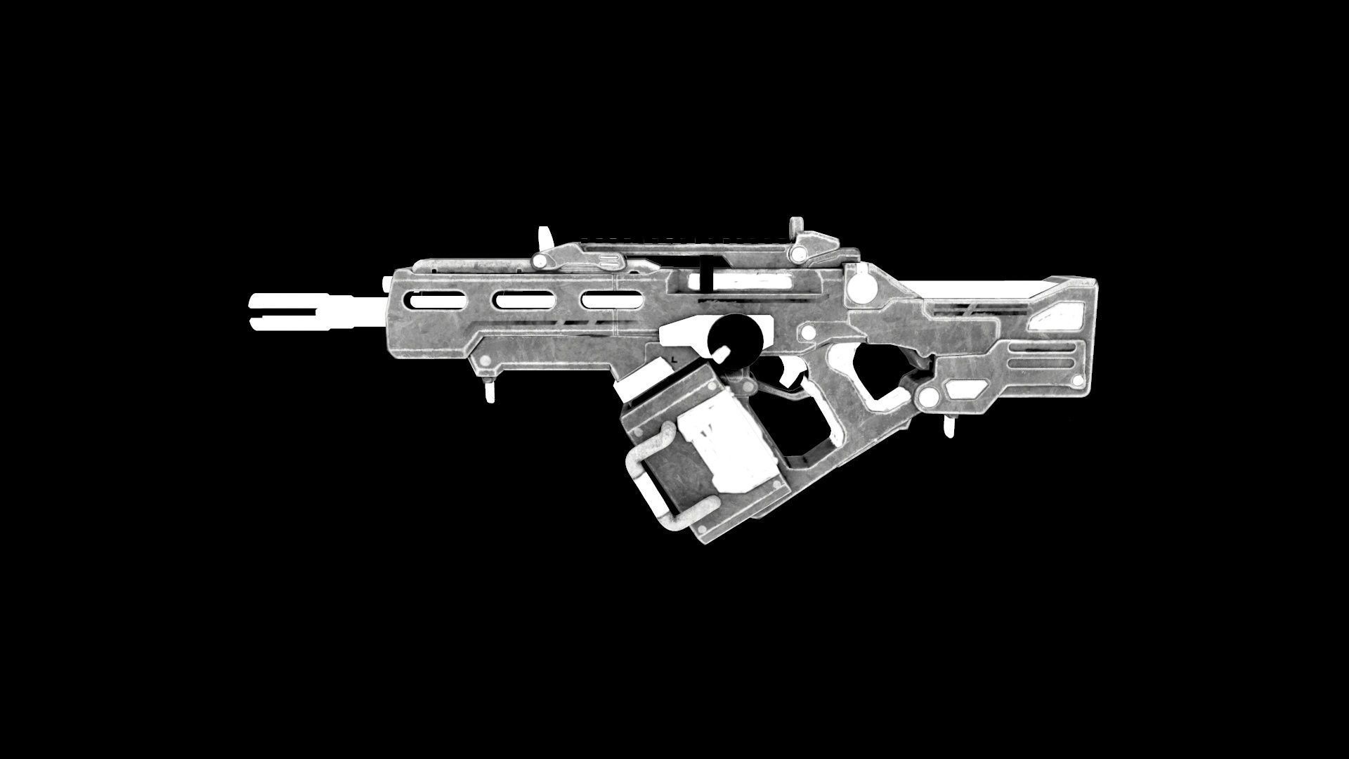 Rifle SciFi Game Ready - Oldrim Low-poly 3D model_8