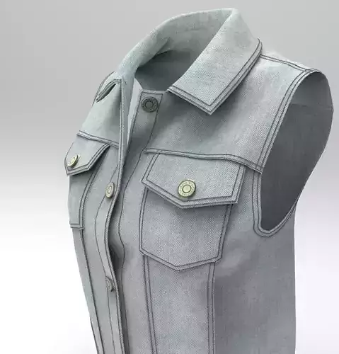 Denim vest    High poly