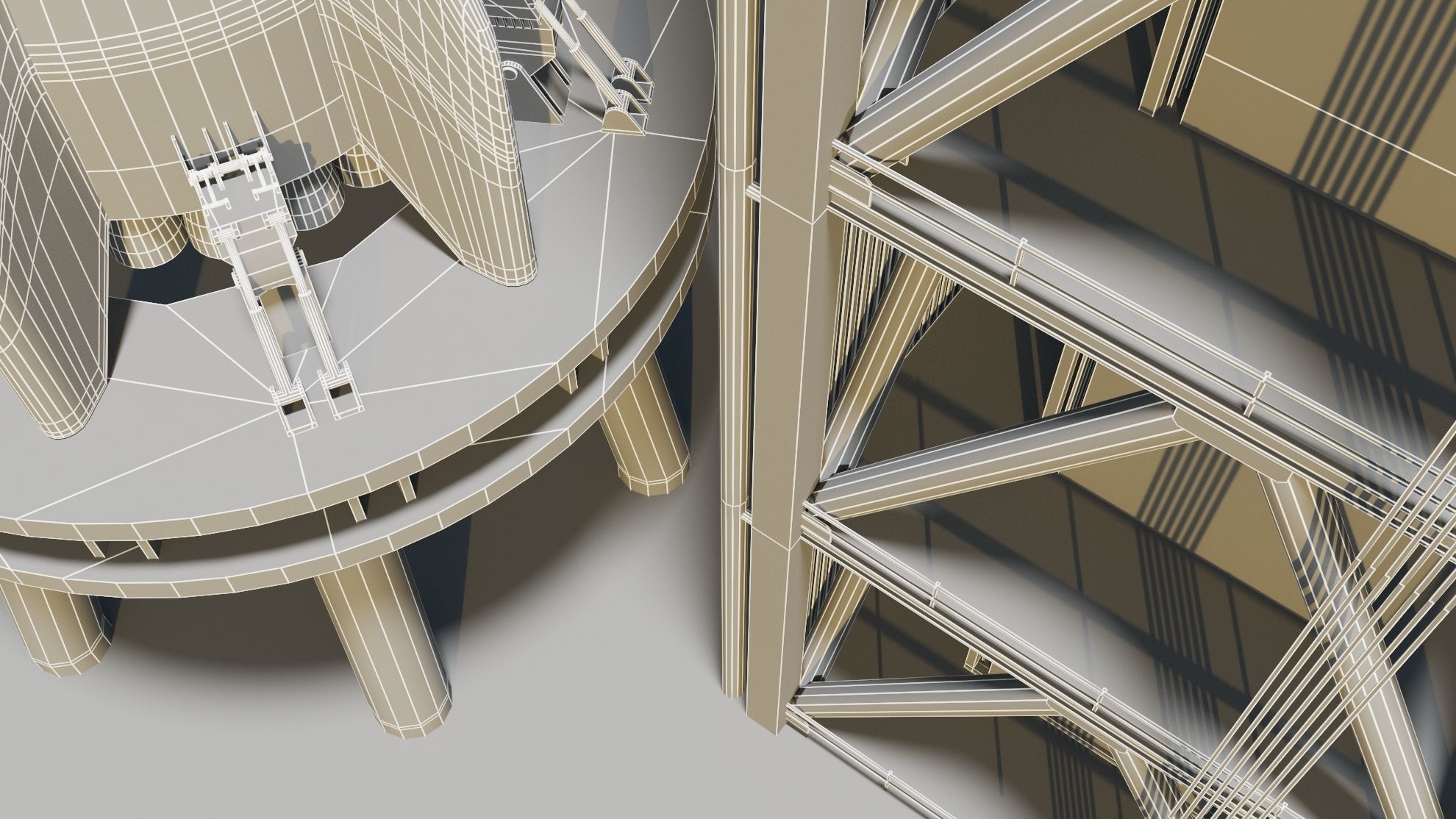 Starship Super Heavy and Tower Low-poly 3D model_27