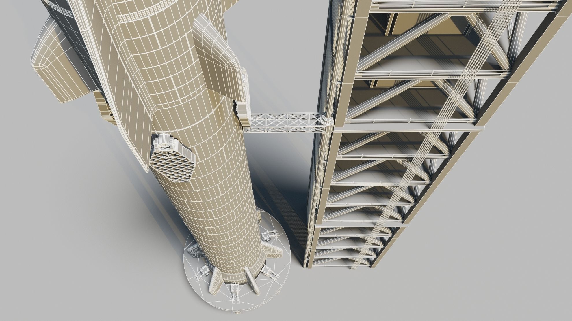 Starship Super Heavy and Tower Low-poly 3D model_21