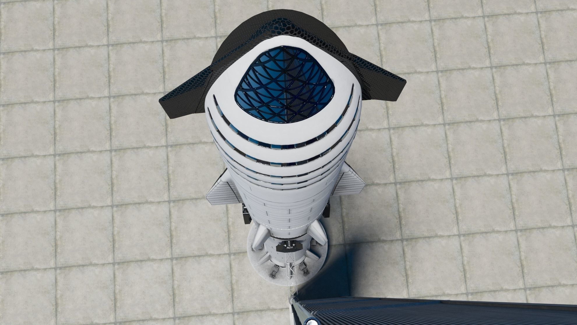 Starship Super Heavy and Tower Low-poly 3D model_7