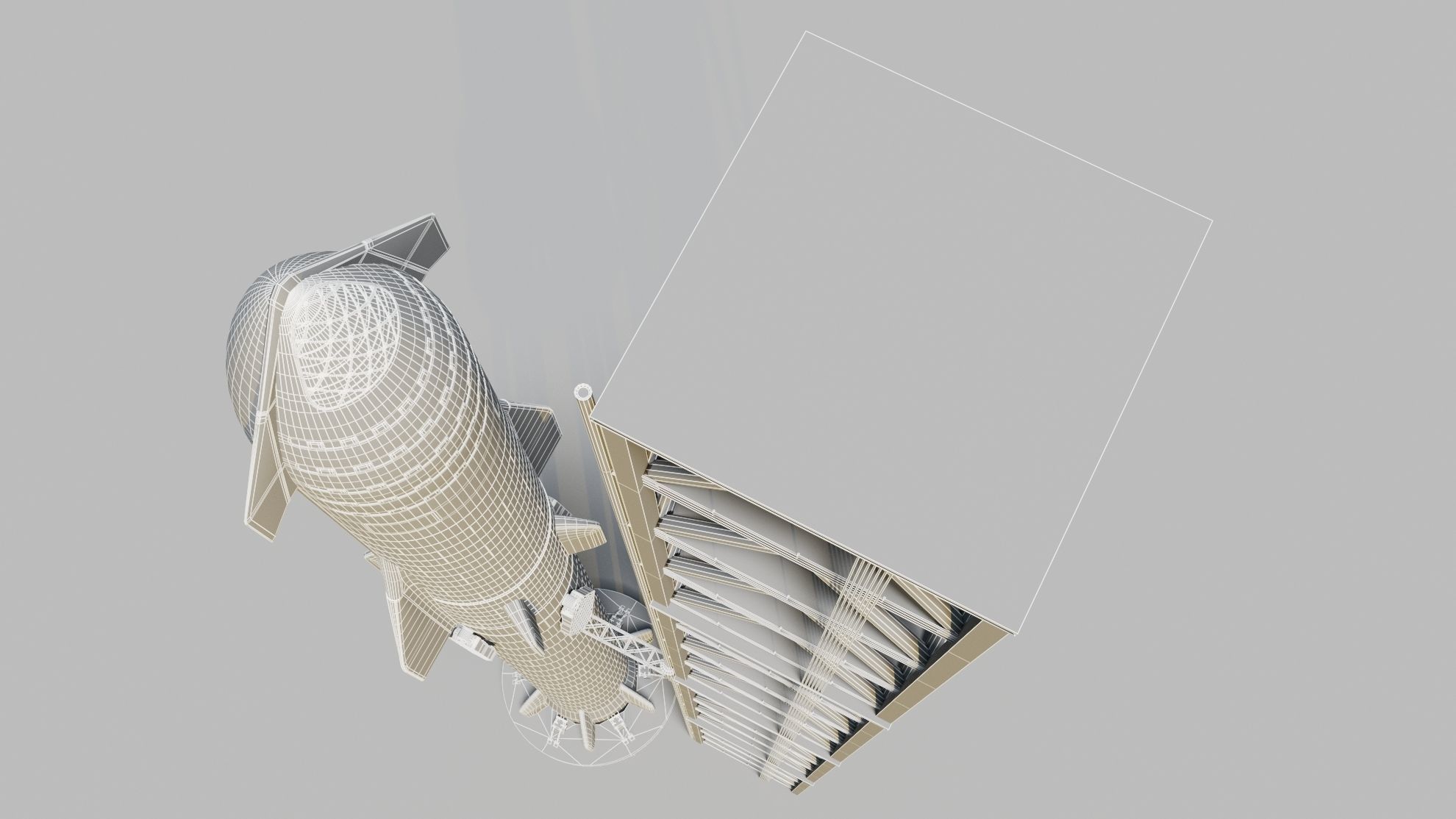 Starship Super Heavy and Tower Low-poly 3D model_16