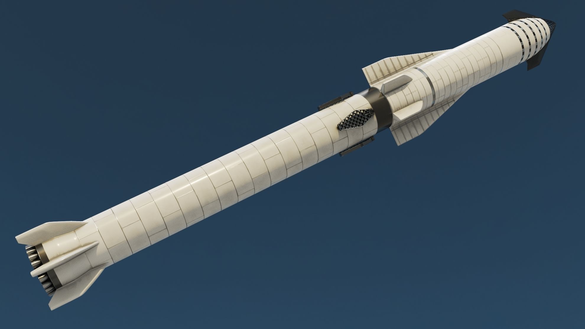 Starship Super Heavy and Tower Low-poly 3D model_1