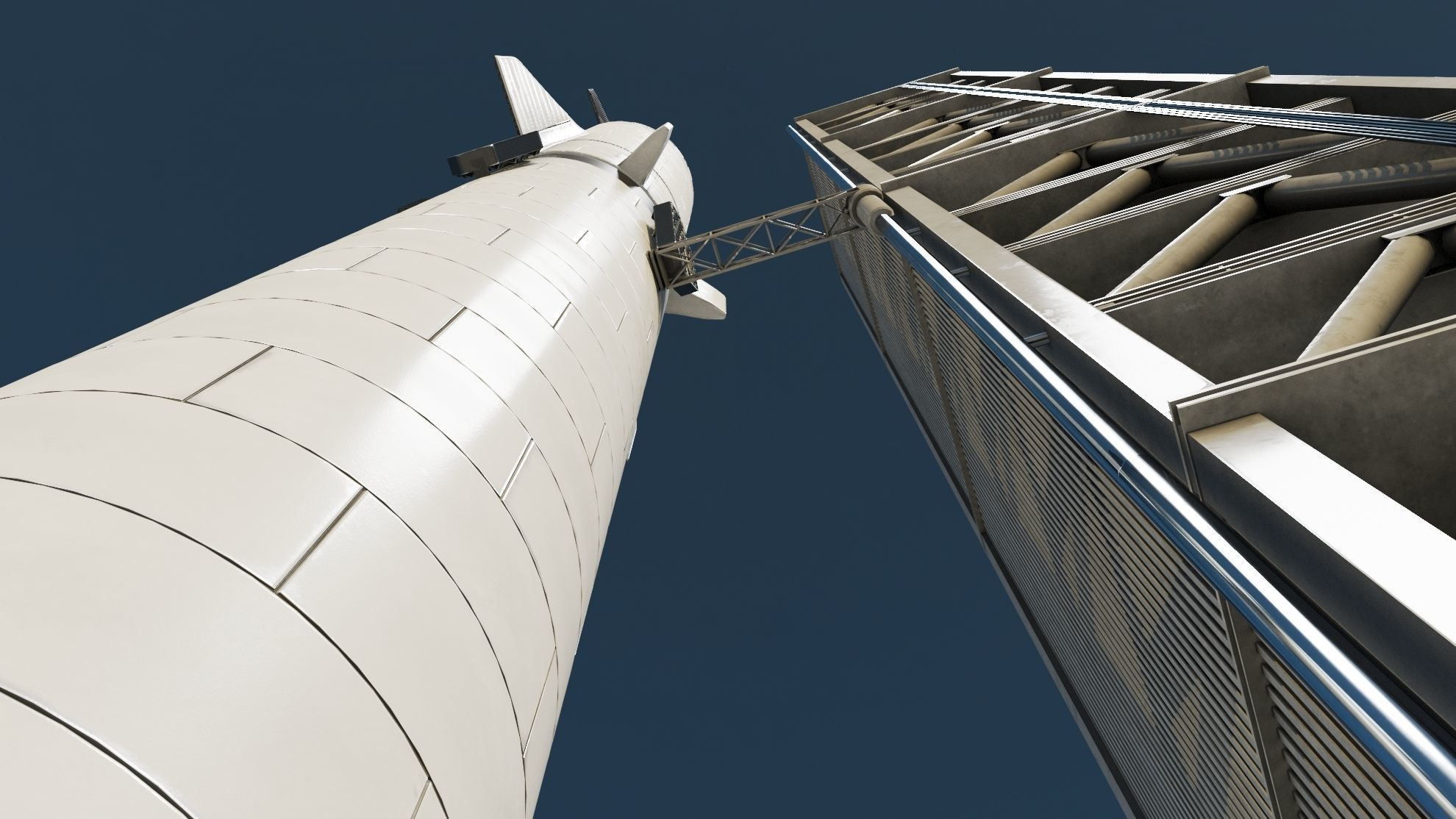 Starship Super Heavy and Tower Low-poly 3D model_13