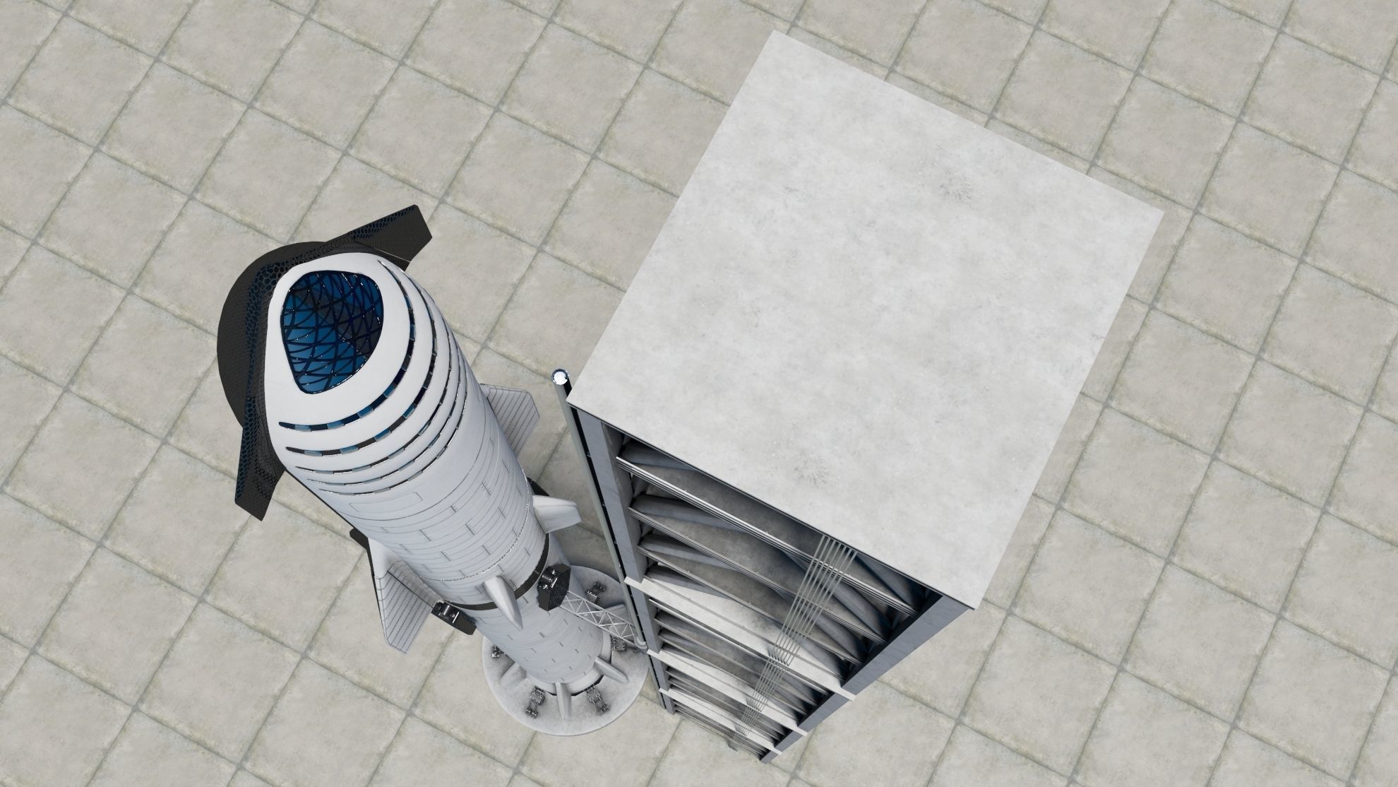 Starship Super Heavy and Tower Low-poly 3D model_10