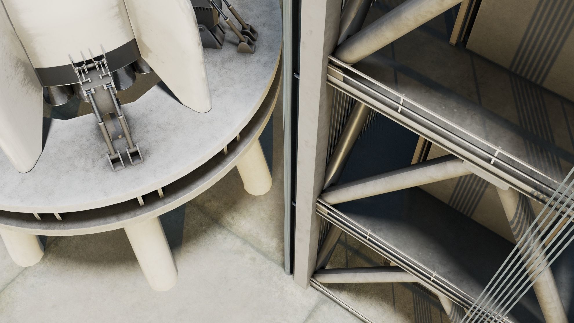 Starship Super Heavy and Tower Low-poly 3D model_14