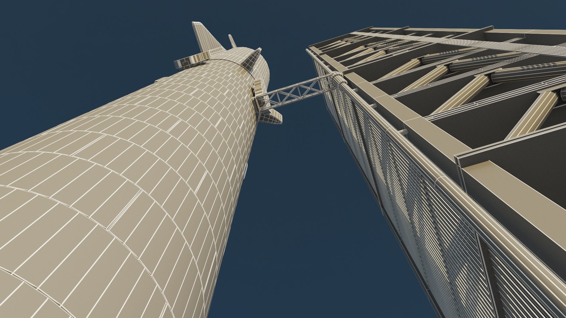 Starship Super Heavy and Tower Low-poly 3D model_24