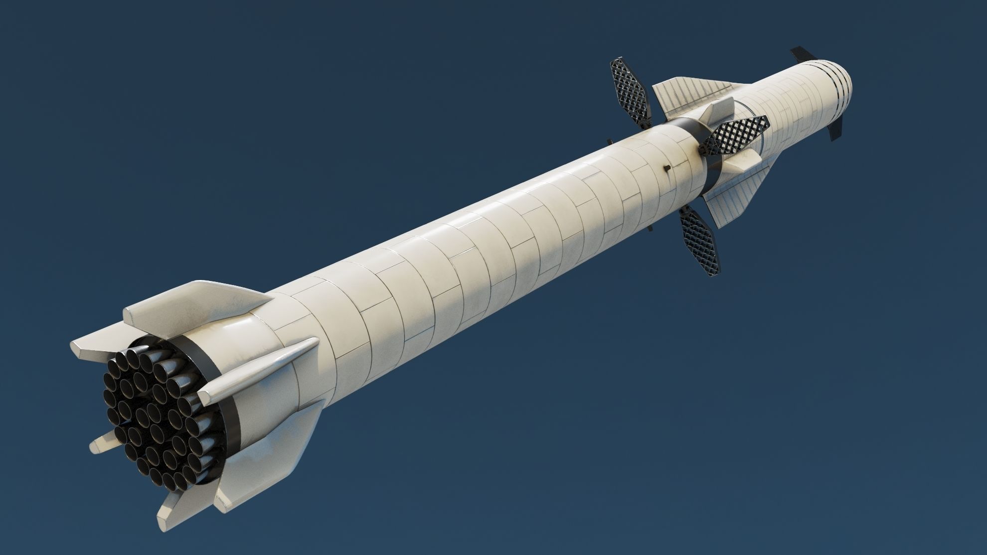 Starship Super Heavy and Tower Low-poly 3D model_3