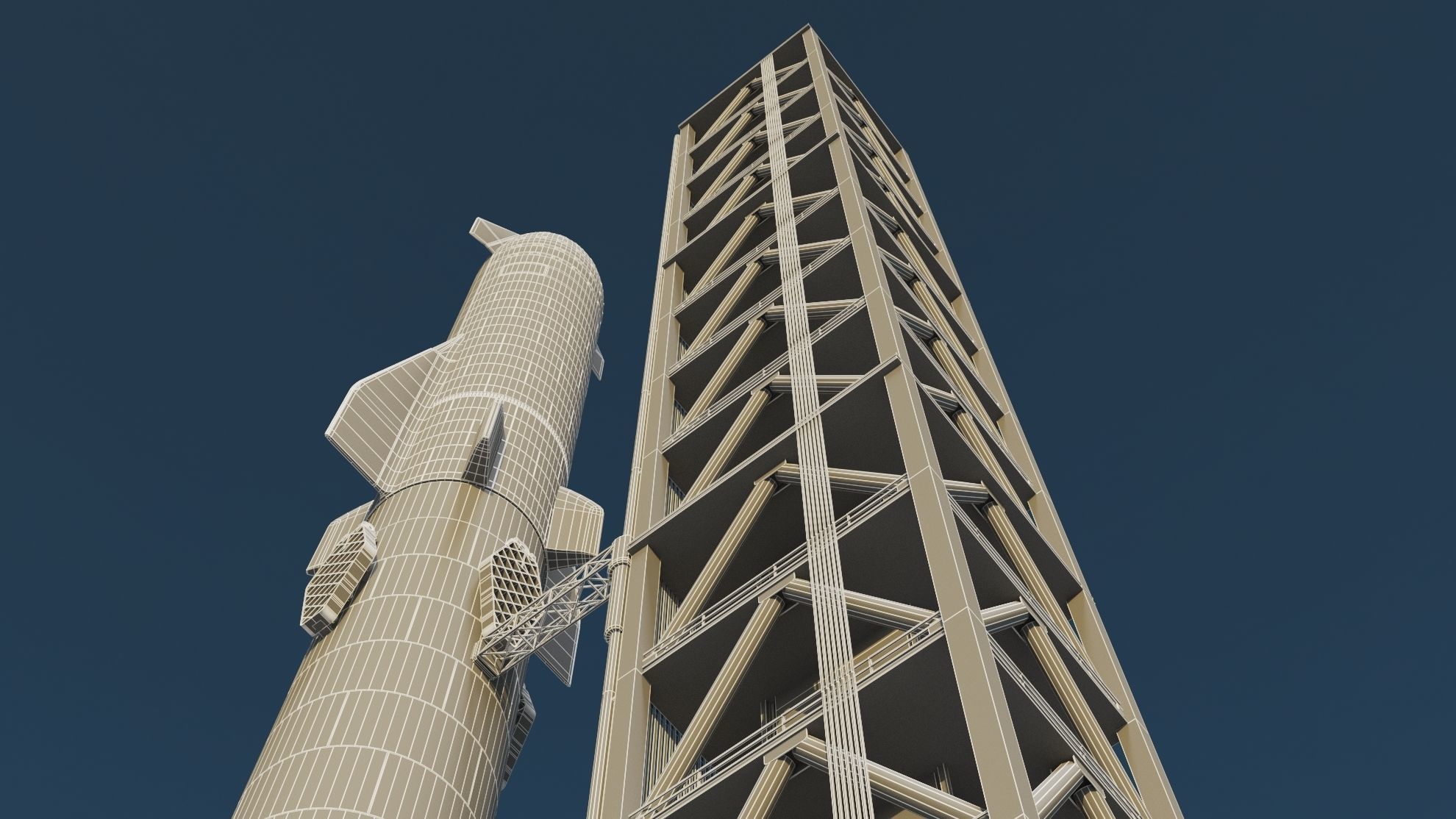 Starship Super Heavy and Tower Low-poly 3D model_22