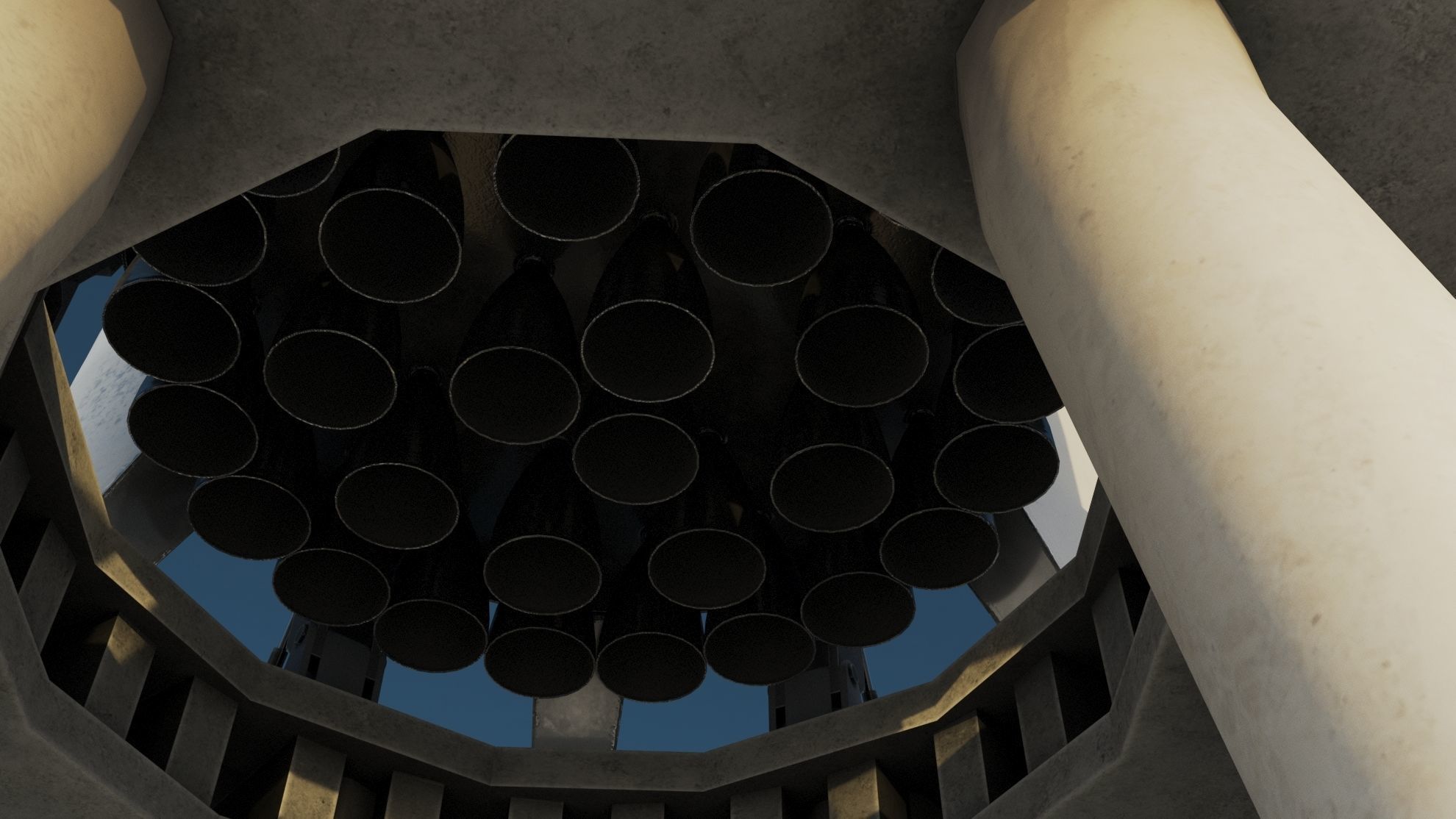 Starship Super Heavy and Tower Low-poly 3D model_12