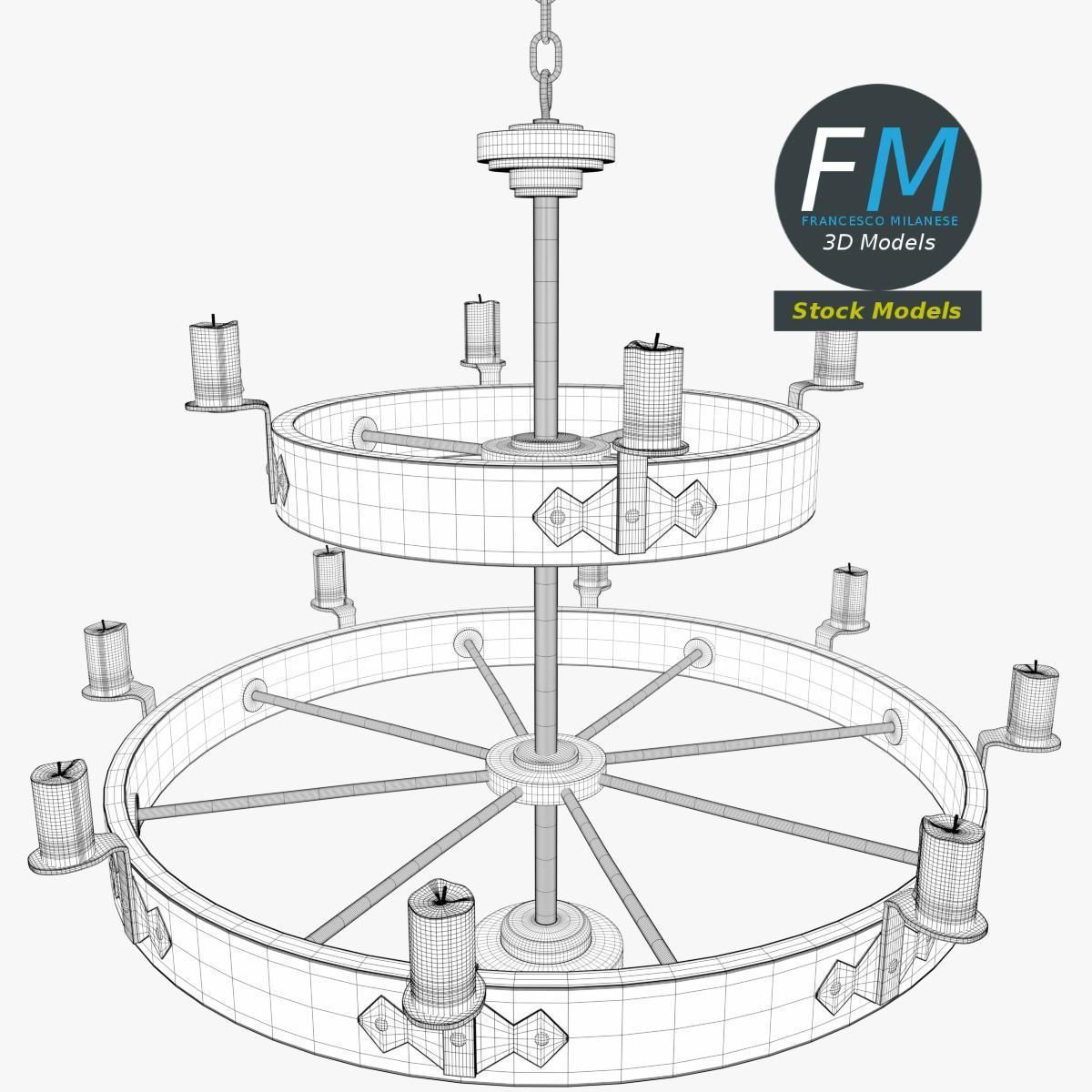 Medieval chandelier 4 3D model_7