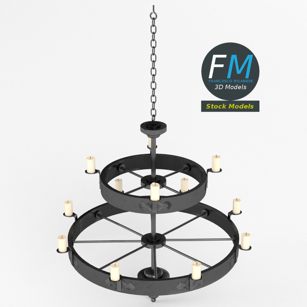 Medieval chandelier 4 3D model_2