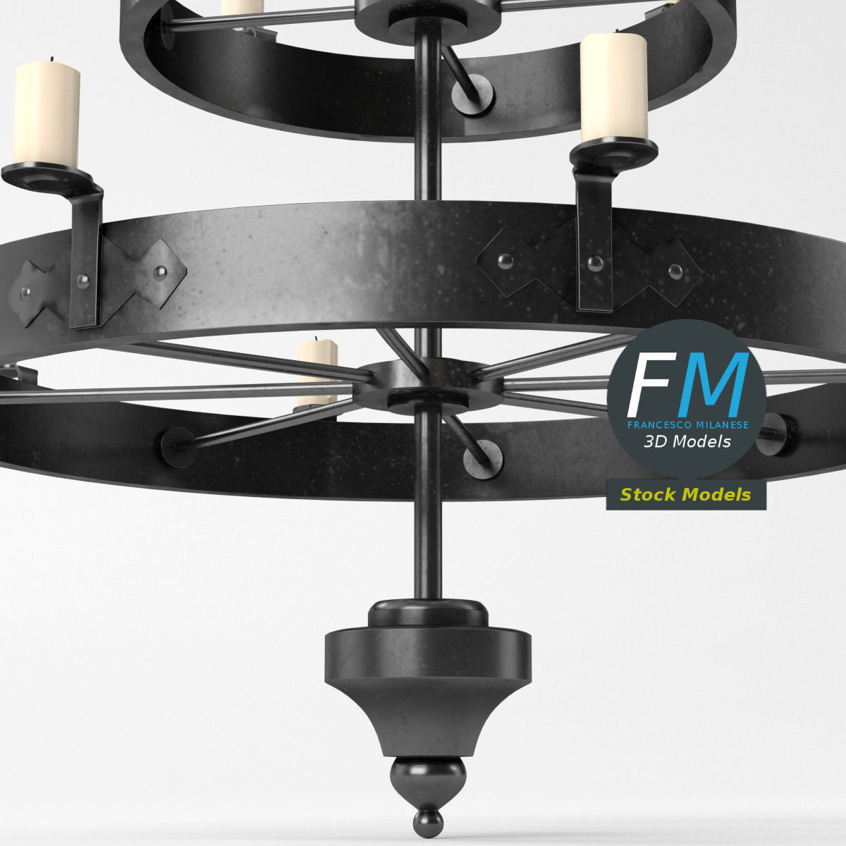 Medieval chandelier 4 3D model_5